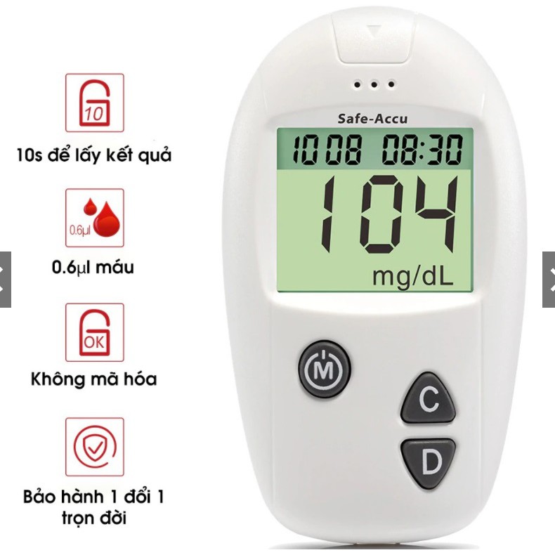 Máy Đo Đường Huyết Safe Accu Chính Hãng Sinocare
