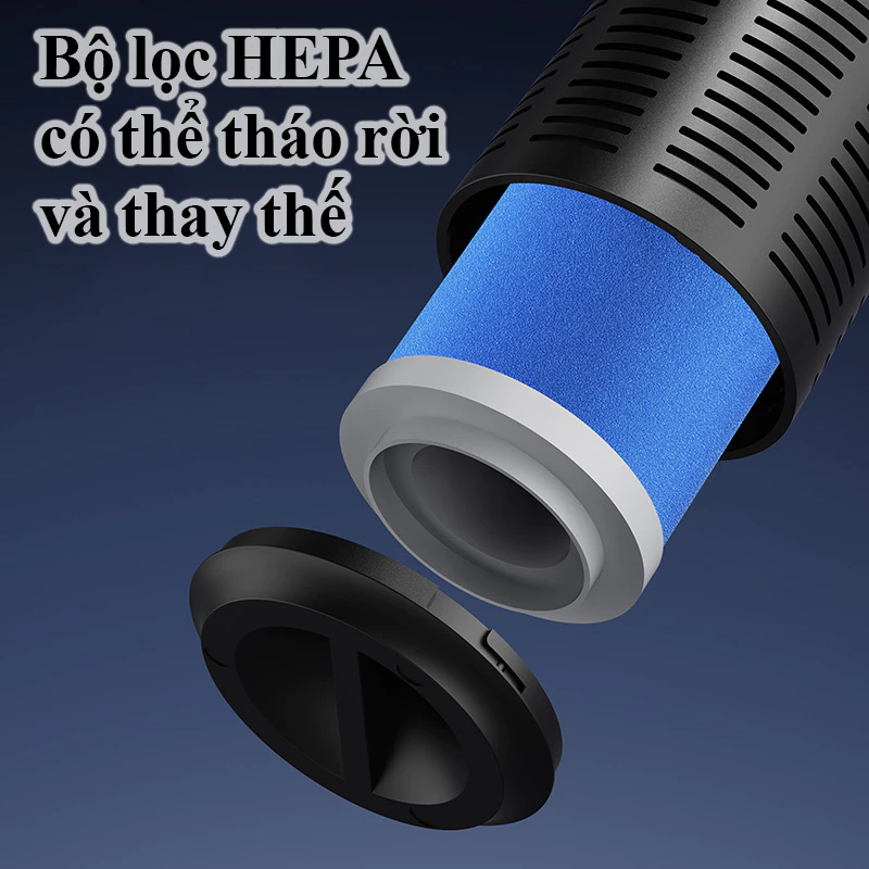 Máy Lọc Không Khí Ô Tô Mini Tạo Ion Âm Hepa 3 Lớp
